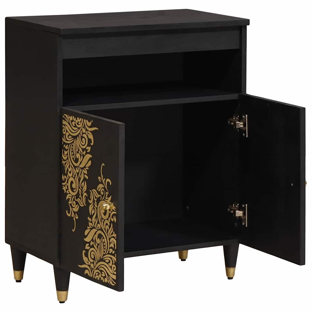 Sideboard with Shelf Black 60 x 33 x 75 cm Solid Mango Wood