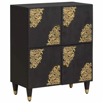 Sideboard with Shelf Black 60 x 33 x 75 cm Solid Mango Wood