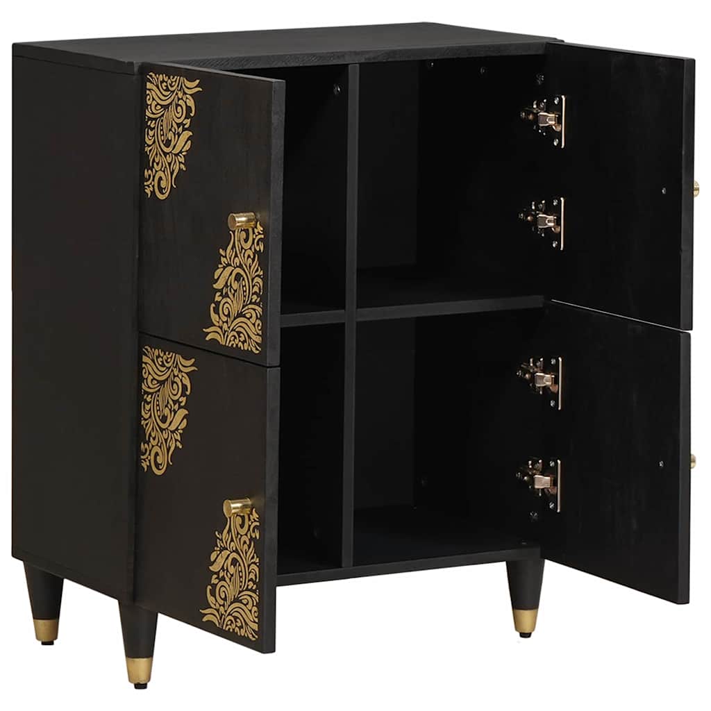 Sideboard with Shelf Black 60 x 33 x 75 cm Solid Mango Wood
