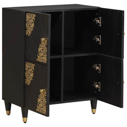 Sideboard with Shelf Black 60 x 33 x 75 cm Solid Mango Wood