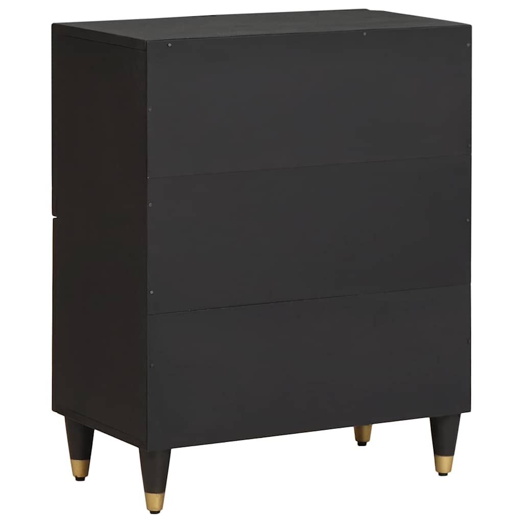 Sideboard with Shelf Black 60 x 33 x 75 cm Solid Mango Wood