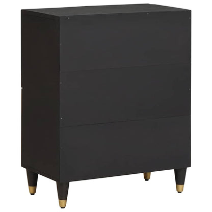 Sideboard with Shelf Black 60 x 33 x 75 cm Solid Mango Wood