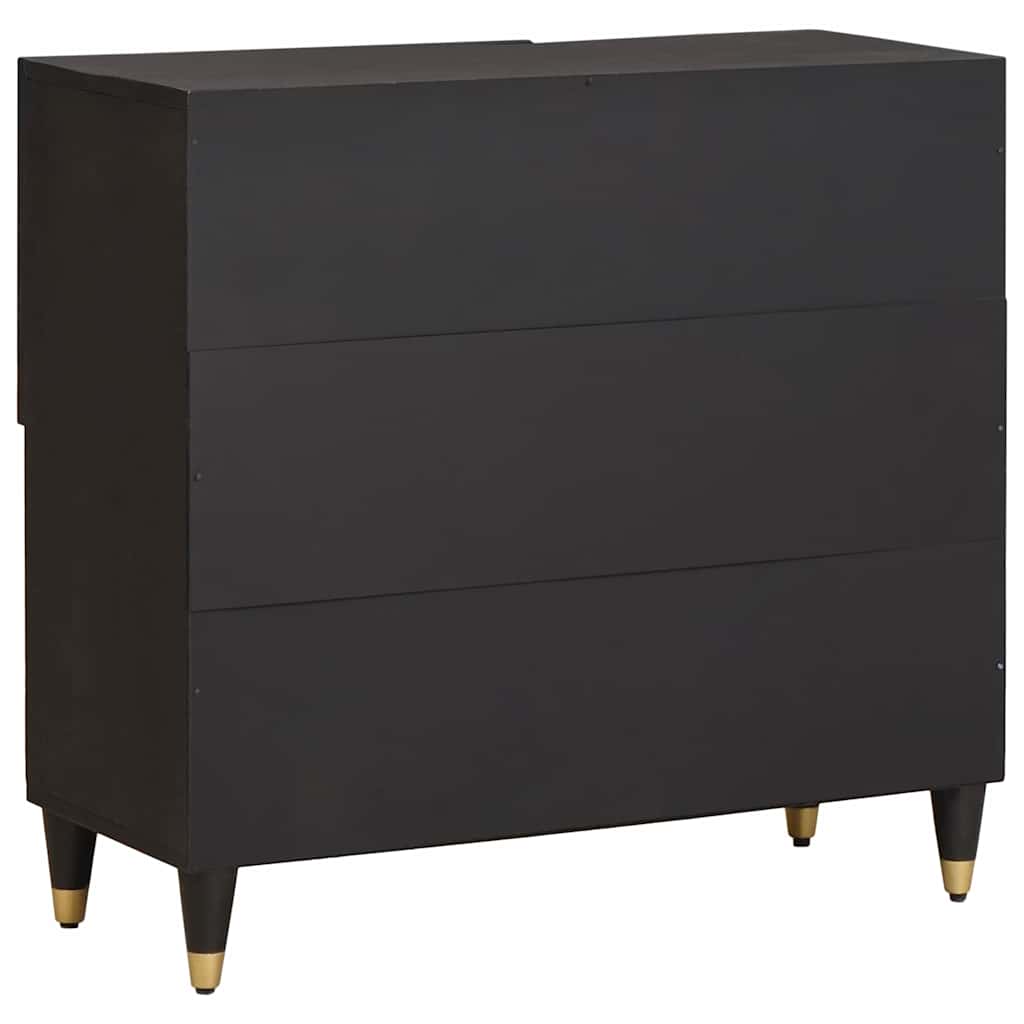 Sideboard with Shelf Black 80 x 33 x 75 cm Solid Mango Wood