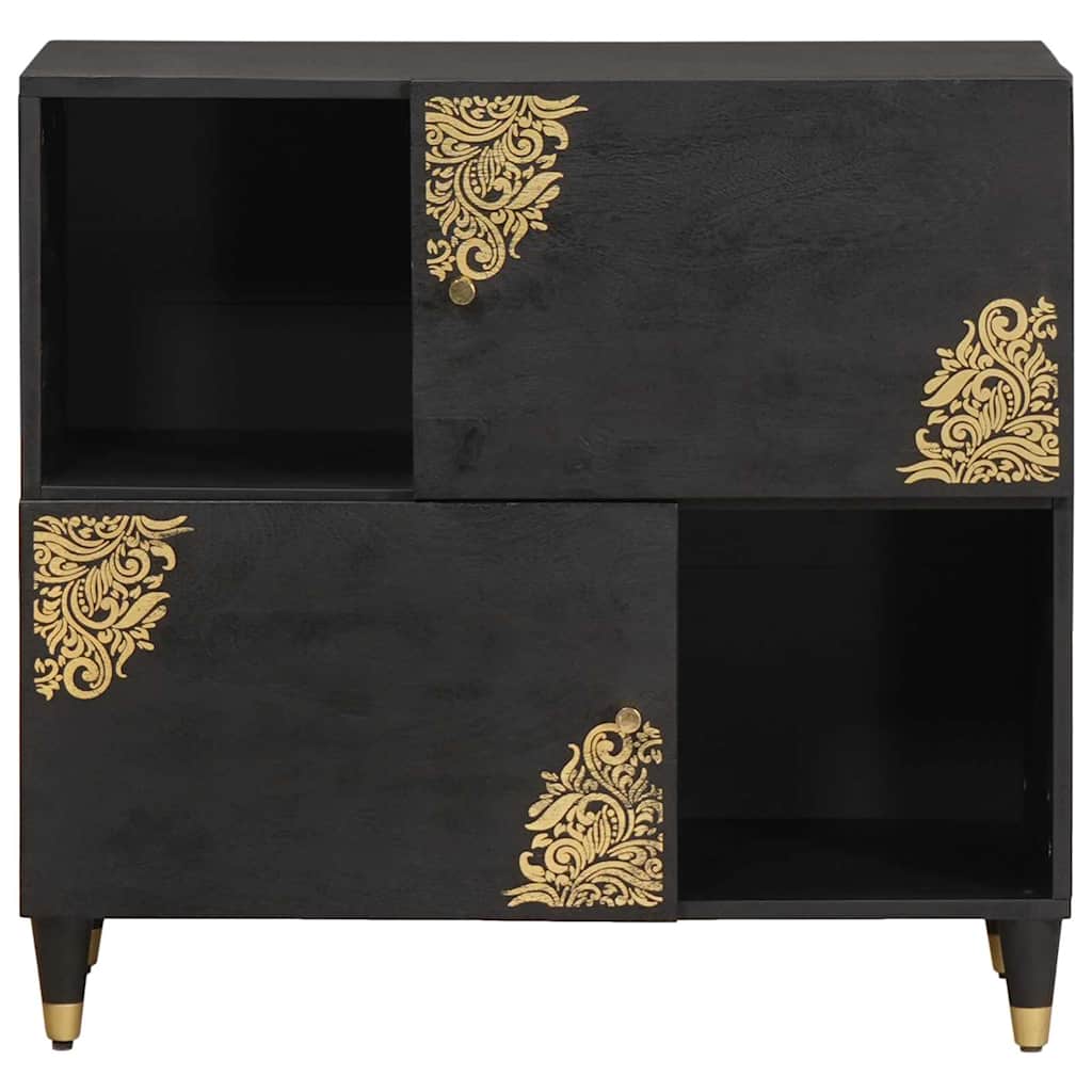 Sideboard with Shelf Black 80 x 33 x 75 cm Solid Mango Wood