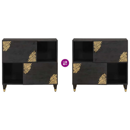 Sideboard with Shelf Black 80 x 33 x 75 cm Solid Mango Wood
