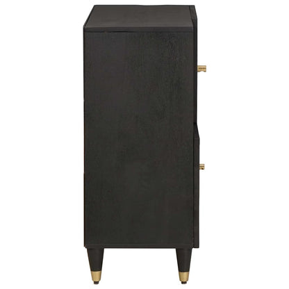 Sideboard with Shelf Black 80 x 33 x 75 cm Solid Mango Wood