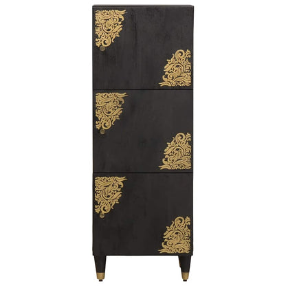 Highboard with Shelf Black 40 x 33 x 110 cm Solid Mango Wood