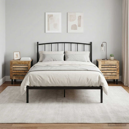 Bedside Table 2 pcs Natural 40 x 33 x 46 cm Solid Mango Wood