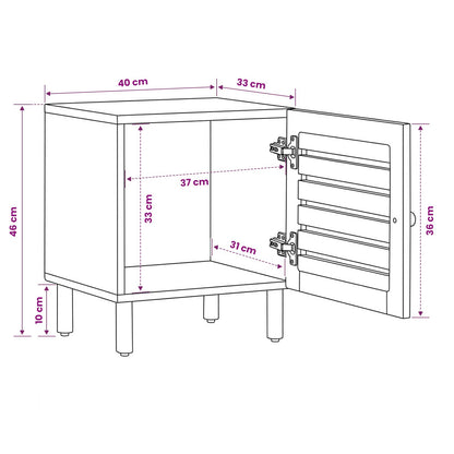 Bedside Table 2 pcs Natural 40 x 33 x 46 cm Solid Mango Wood