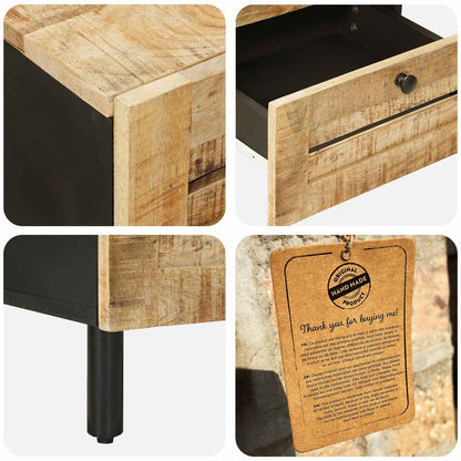 Bedside Table 2 pcs Natural 40 x 33 x 46 cm Solid Mango Wood