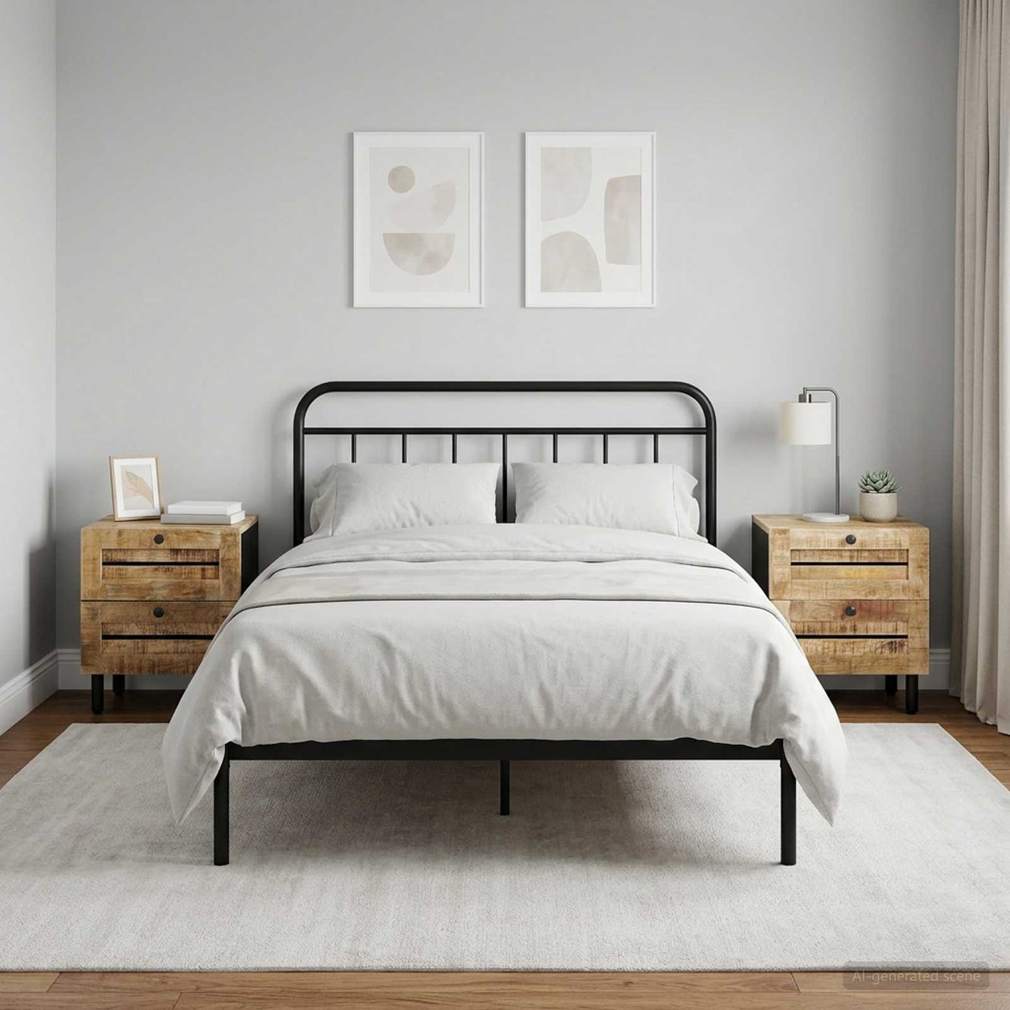 Bedside Table 2 pcs Natural 40 x 33 x 46 cm Solid Mango Wood
