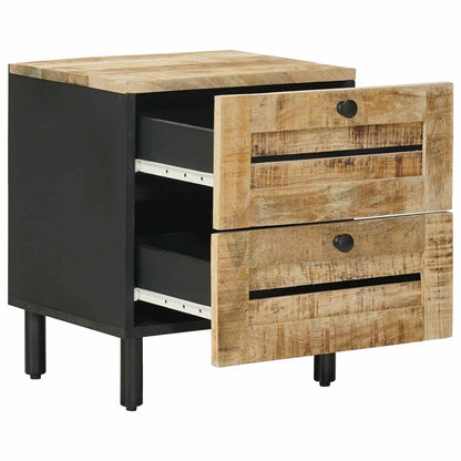 Bedside Table 2 pcs Natural 40 x 33 x 46 cm Solid Mango Wood