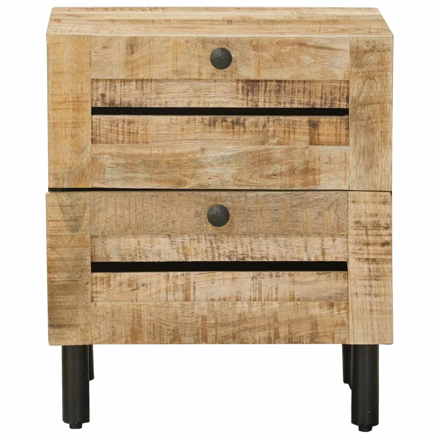 Bedside Table 2 pcs Natural 40 x 33 x 46 cm Solid Mango Wood