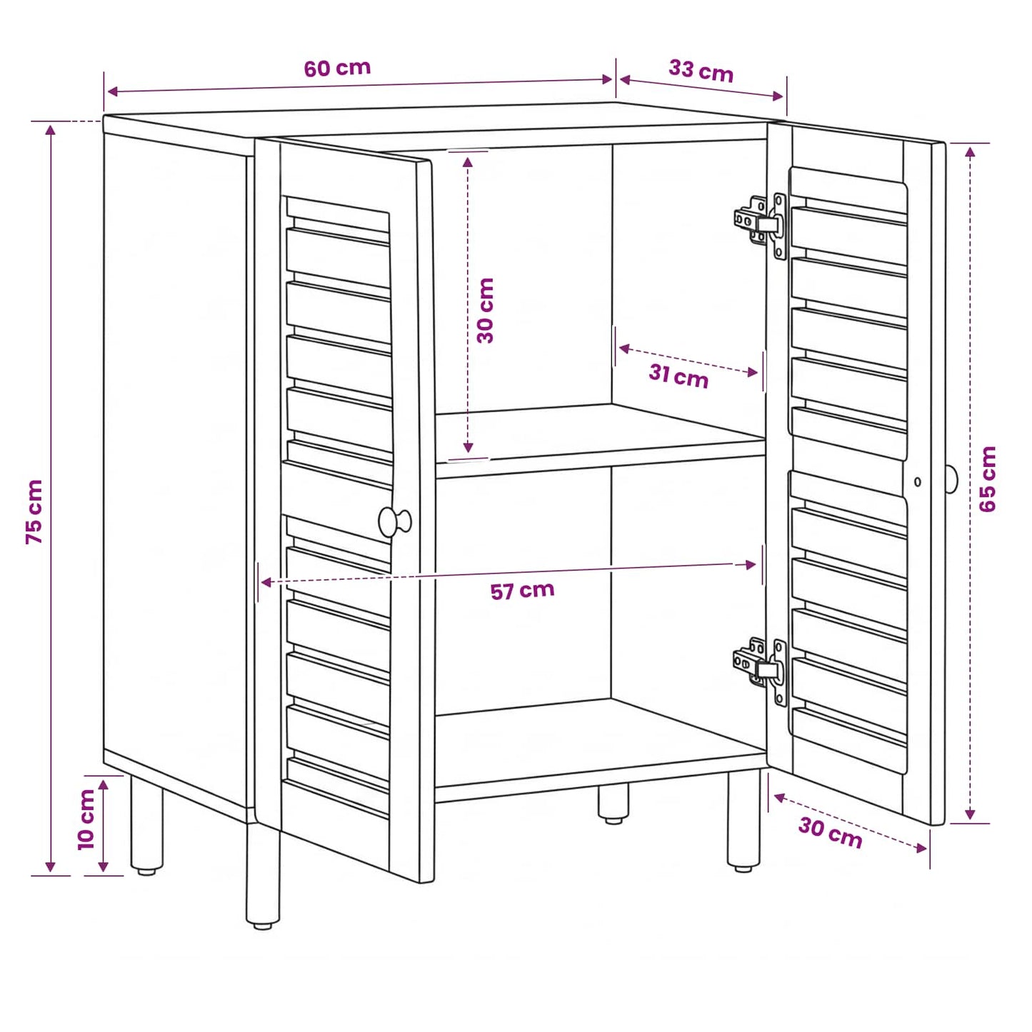 Storage Cabinets Pattern Pattern 60 x 33 x 75 cm Natural