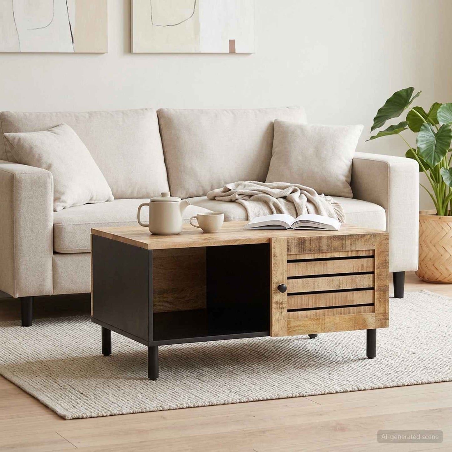 Coffee Table Natural 80 x 50 x 40 cm Solid Mango Wood