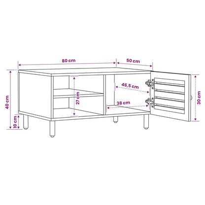 Coffee Table Natural 80 x 50 x 40 cm Solid Mango Wood