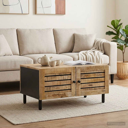 Coffee Table Natural 80 x 50 x 40 cm Solid Mango Wood