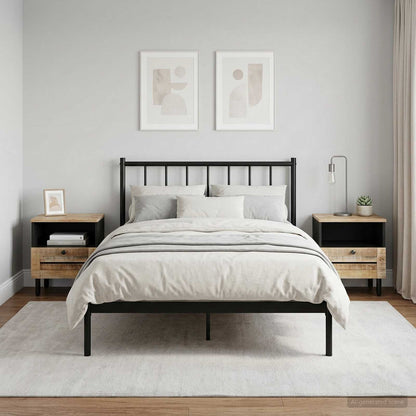 Bedside Table 2 pcs Natural 40 x 33 x 46 cm Solid Mango Wood