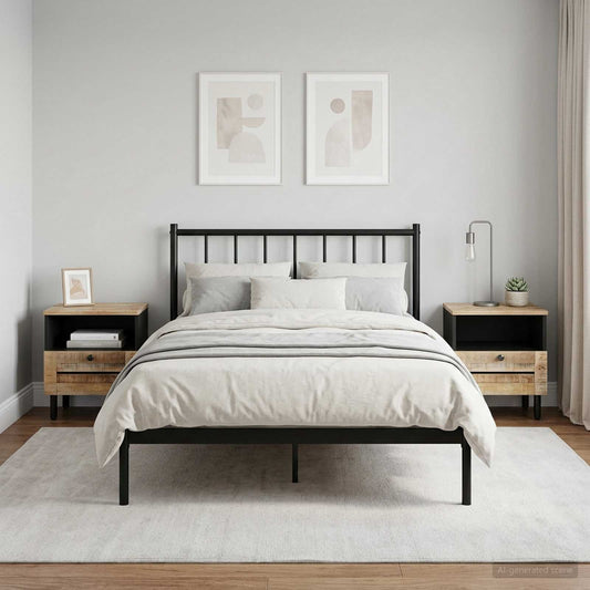 Bedside Table 2 pcs Natural 40 x 33 x 46 cm Solid Mango Wood