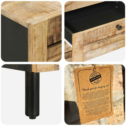 Bedside Table Natural 50 x 33 x 62 cm Solid Mango Wood