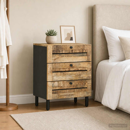 Bedside Table Natural 50 x 33 x 62 cm Solid Mango Wood