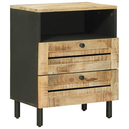 Bedside Table Brown and Black 50 x 33 x 60 cm Solid Mango Wood