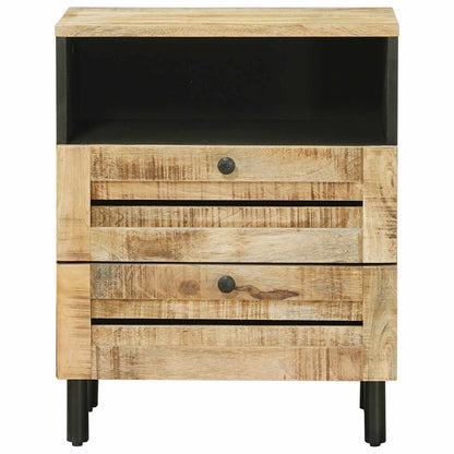 Bedside Table Brown and Black 50 x 33 x 60 cm Solid Mango Wood