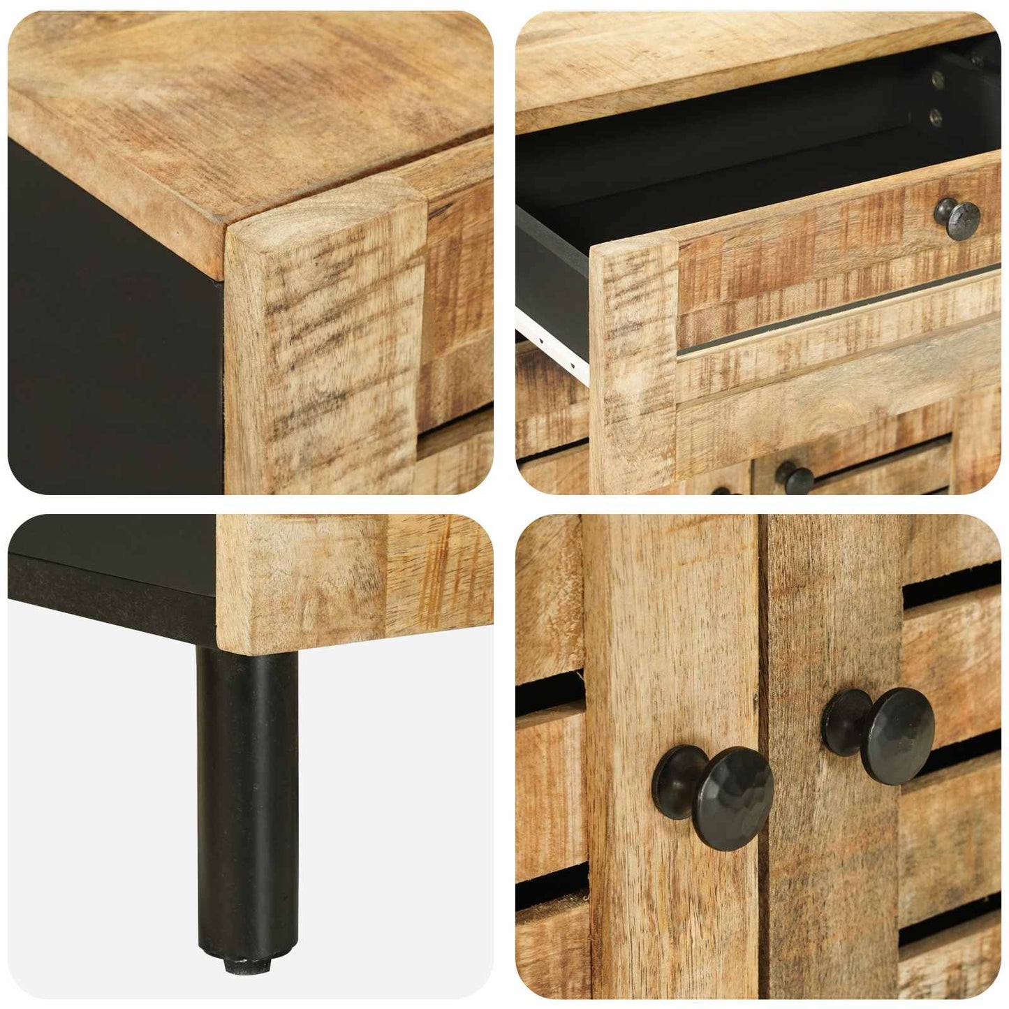 Bedside Table Natural 50 x 33 x 60 cm Solid Mango Wood
