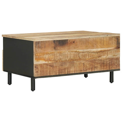Coffee Table Brown and Black 80 x 54 x 40 cm Solid Mango Wood