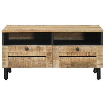 Coffee Table Brown and Black 80 x 54 x 40 cm Solid Mango Wood