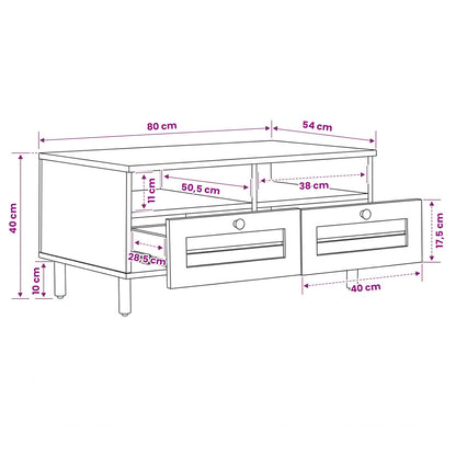 Coffee Table Brown and Black 80 x 54 x 40 cm Solid Mango Wood