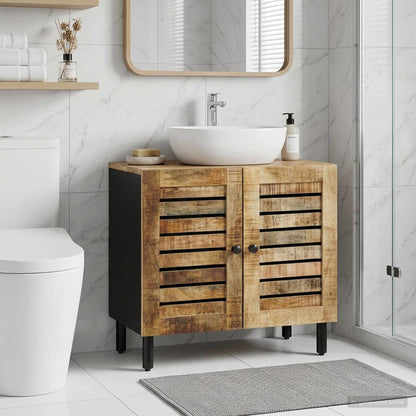 Sink cabinet Brown and Black 62 x 33 x 58 cm Solid Mango Wood