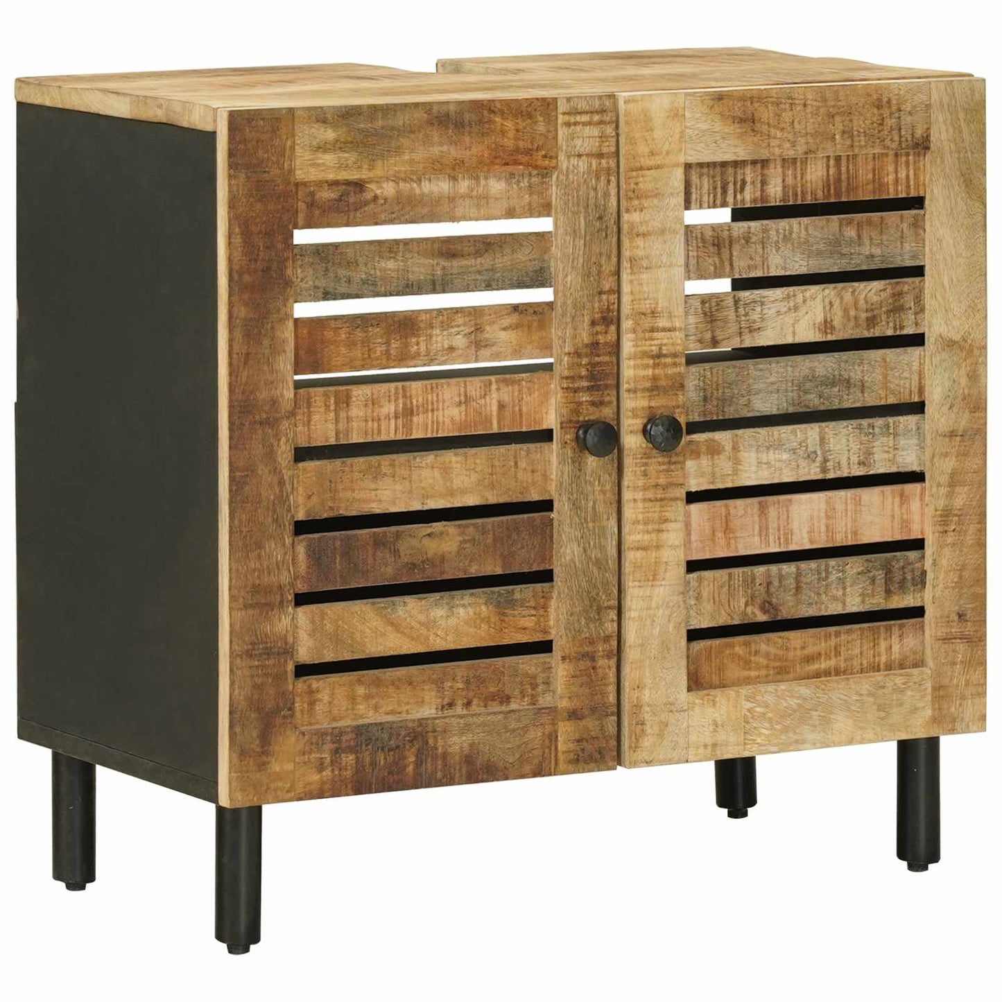 Sink cabinet Brown and Black 62 x 33 x 58 cm Solid Mango Wood