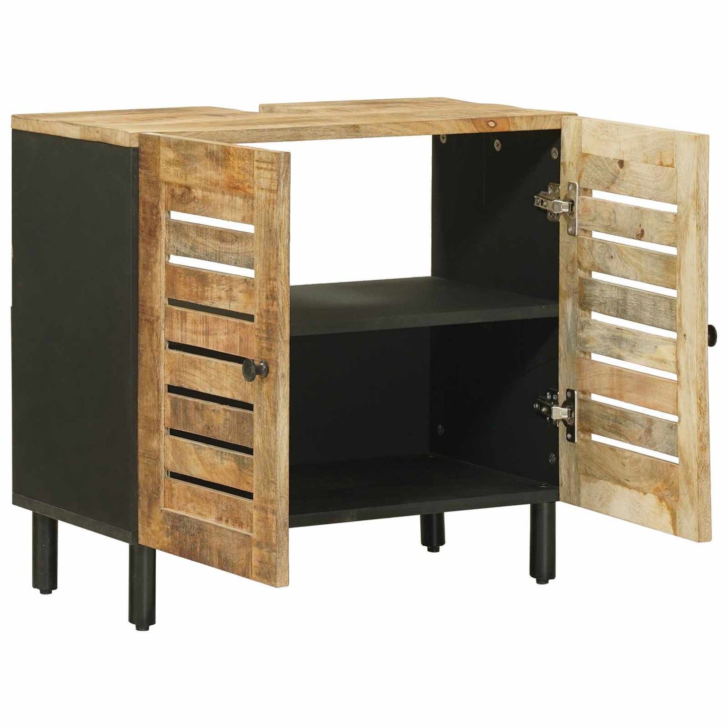 Sink cabinet Brown and Black 62 x 33 x 58 cm Solid Mango Wood