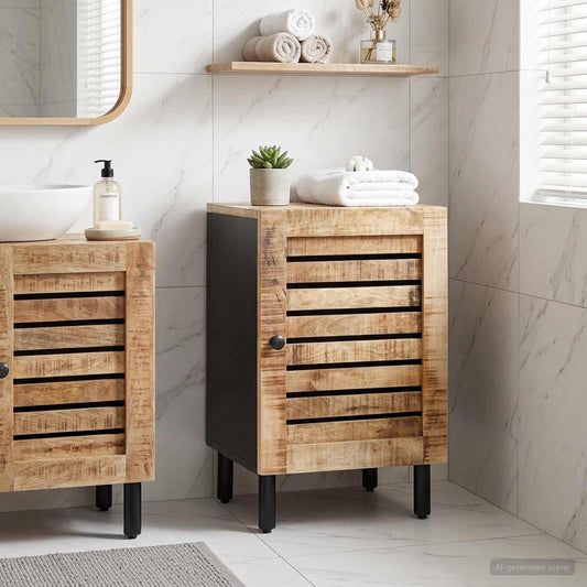 Bathroom Cabinet with Storage Brown and Black 38 x 33.5 x 58 cm