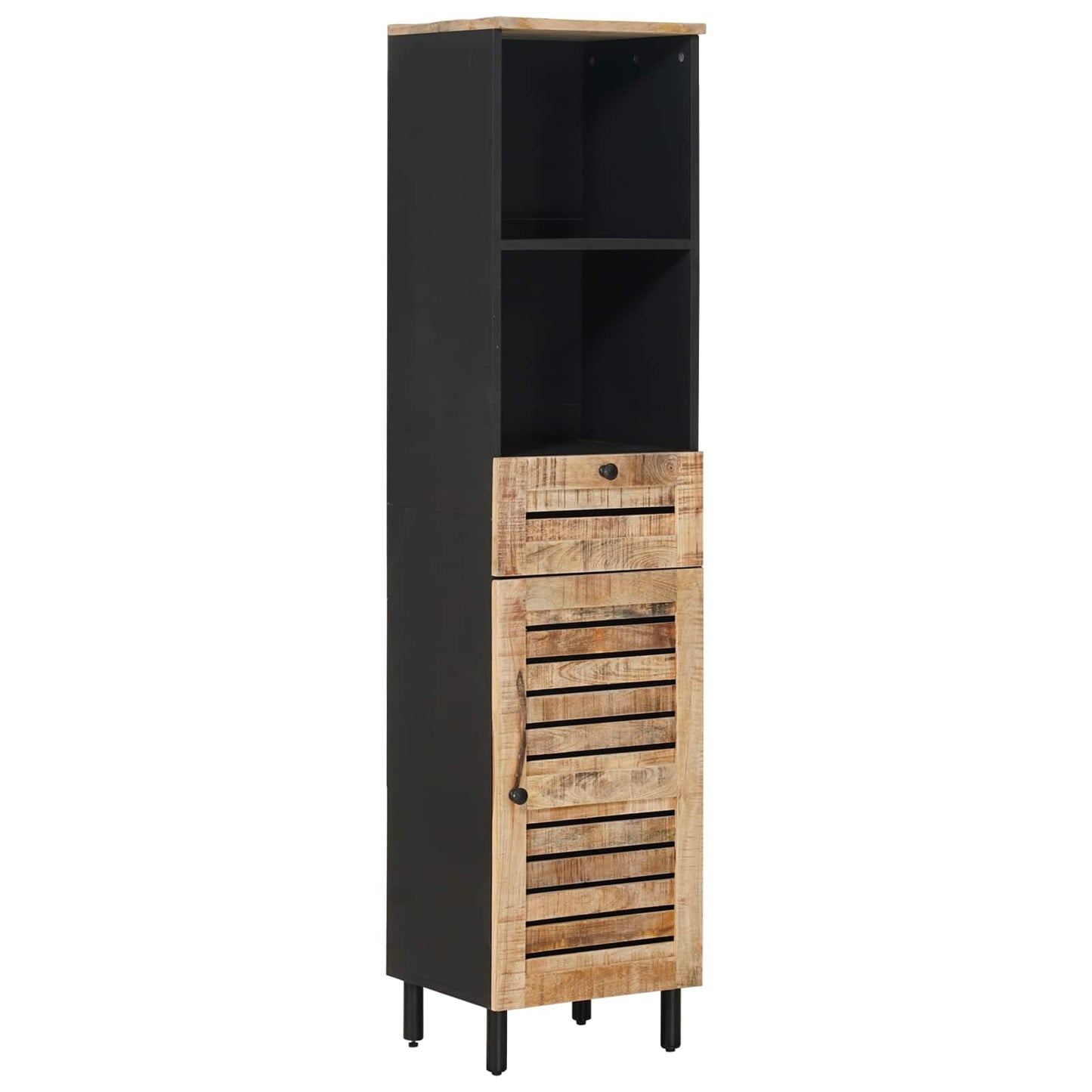 Bathroom Cabinet with Drawer Brown and Black 38 x 33.5 x 160 cm