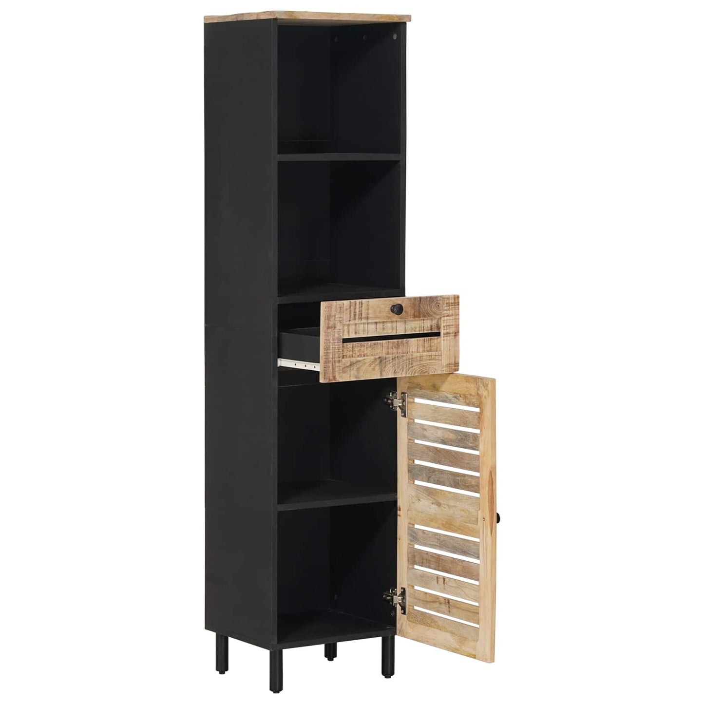 Bathroom Cabinet with Drawer Brown and Black 38 x 33.5 x 160 cm
