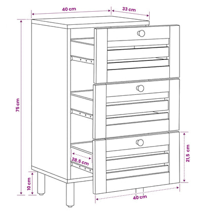 Storage Cabinets Natural 40 x 33 x 75 cm Solid Mango Wood
