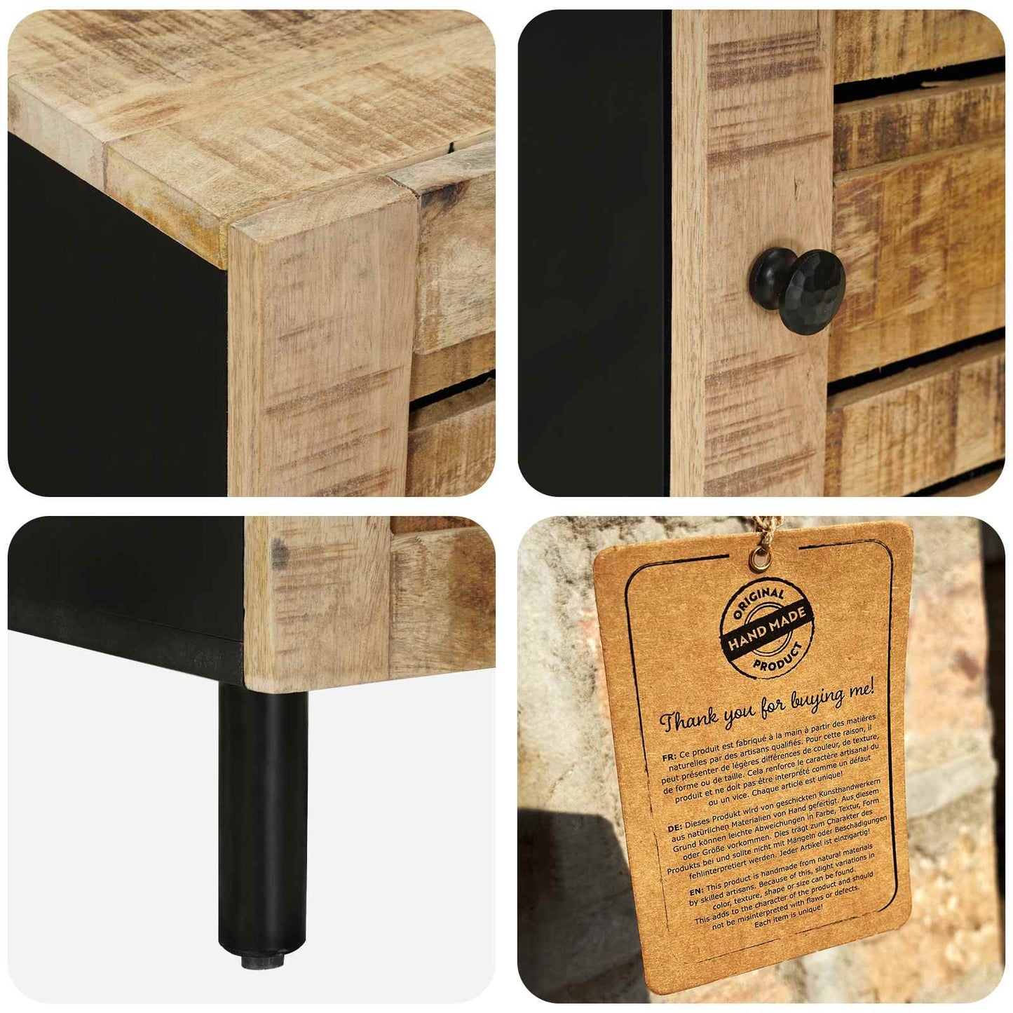Storage Cabinets Natural 40 x 33 x 75cm Solid Mango Wood