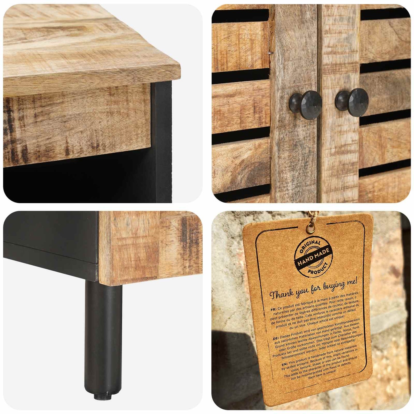 Storage Cabinets Natural 60 x 33 x 75 cm Solid Mango Wood