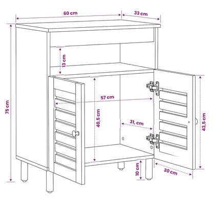 Storage Cabinets Natural 60 x 33 x 75 cm Solid Mango Wood