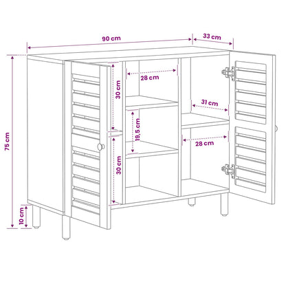 Storage Cabinets Natural 90 x 33 x 75 cm Solid Mango Wood