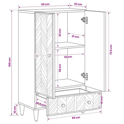 Storage Cabinets Natural 60 x 33 x 100 cm Solid Mango Wood