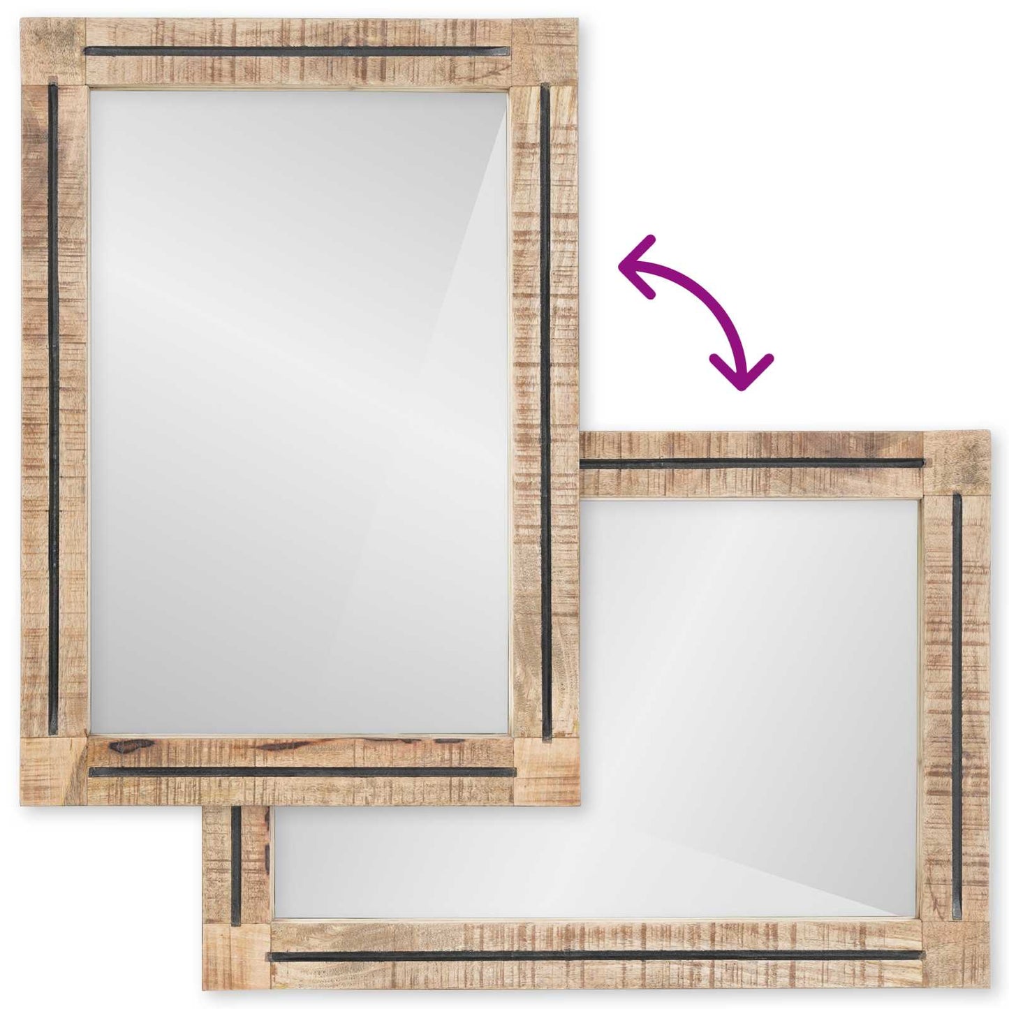 Mirror Wall-mounted Brown and Black 70 x 50 x 3 cm Glass