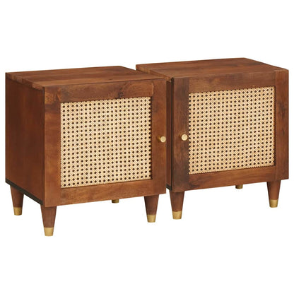 Bedside Cabinet 2 pcs Brown 40 x 33.5 x 46 cm Solid Acacia wood