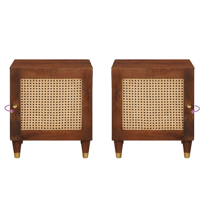 Bedside Cabinet 2 pcs Brown 40 x 33.5 x 46 cm Solid Acacia wood