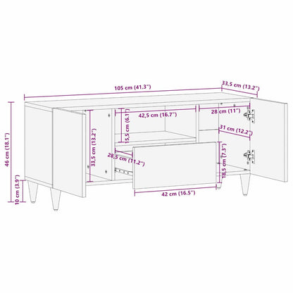 TV Cabinet with Shelf Brown 105 x 33.5 x 46 cm Solid Mango Wood
