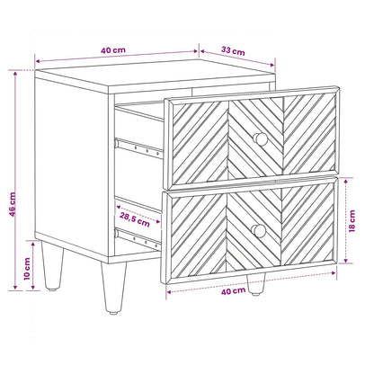 Bedside Table Brown 40 x 33.5 x 46 cm Solid Mango Wood