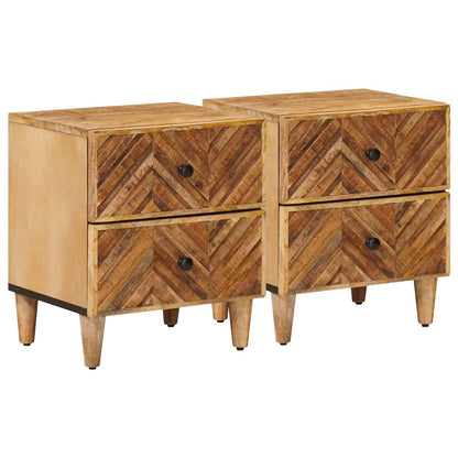 Bedside Table 2 pcs Brown 40 x 33.5 x 46 cm Solid Mango Wood
