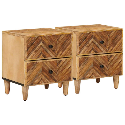 Bedside Table 2 pcs Brown 40 x 33.5 x 46 cm Solid Mango Wood